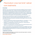 Plasmodium vivax tool brief: radical cure treatments